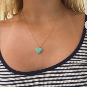 NWOT Becket & Quill Turquoise Heart Enamel Necklace (18”)